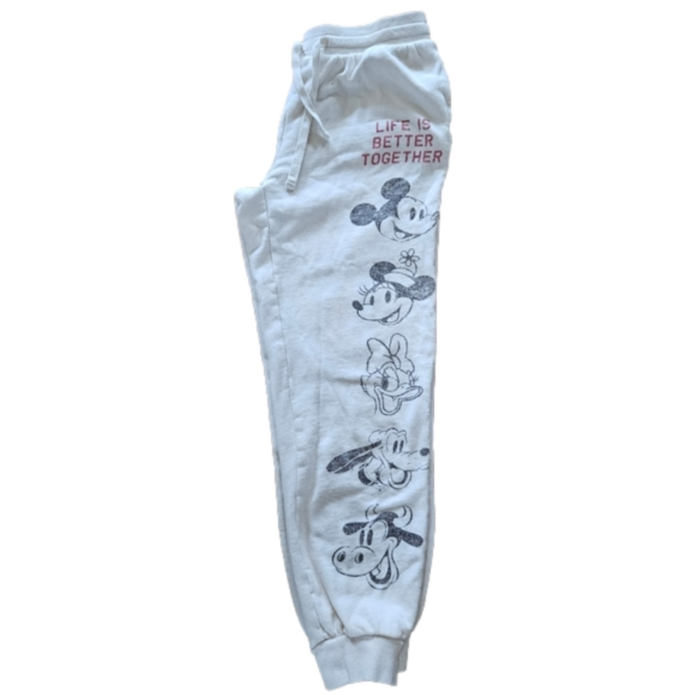 Disney Mickey Mouse Characters Cream Sweatpants Joggers Tie Waist-Size Small
